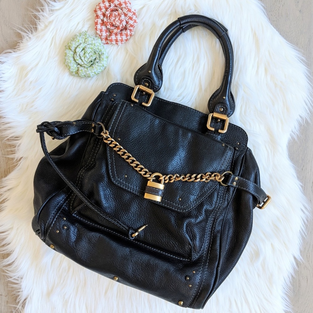 Authentic Chloe handbag with padlock and key